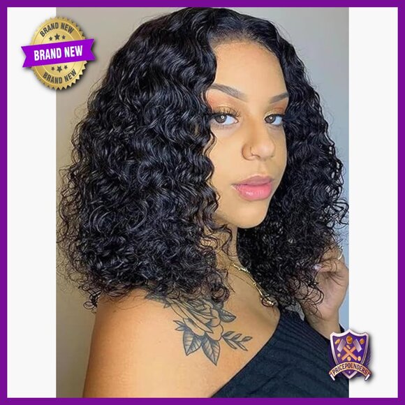 Water Wave Bob Wig Human Hair Glueless HD Lace Pre Plucked 12 Inch main image 4